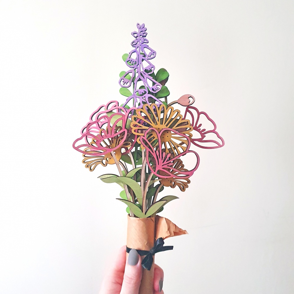 Flower Bouquet SPRING MIX - PLYWOOD